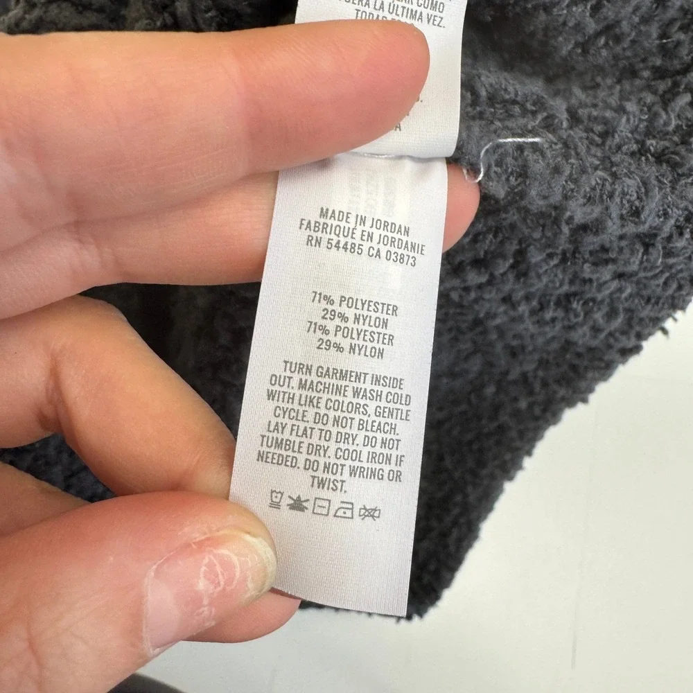 Aerie‎ Sweater Womens XS Black Grey Fuzzy Sherpa Cropped Mock Neck Gorpcore